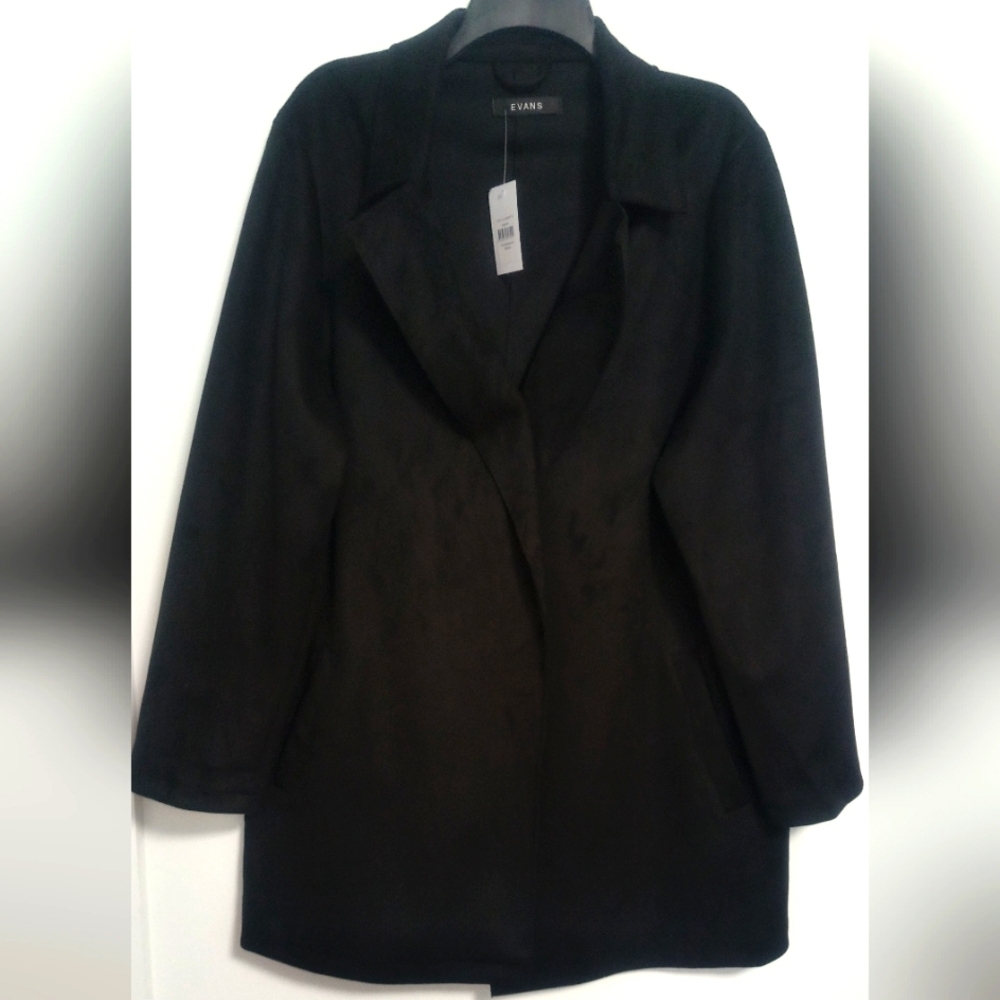 New Women Black Suedette Plus Coat / Size 2X / Price Dropped!